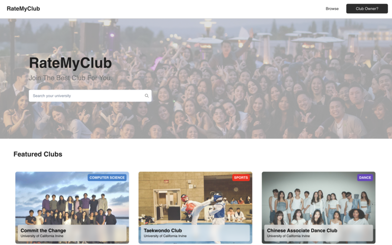 RateMyClub Page Screenshot